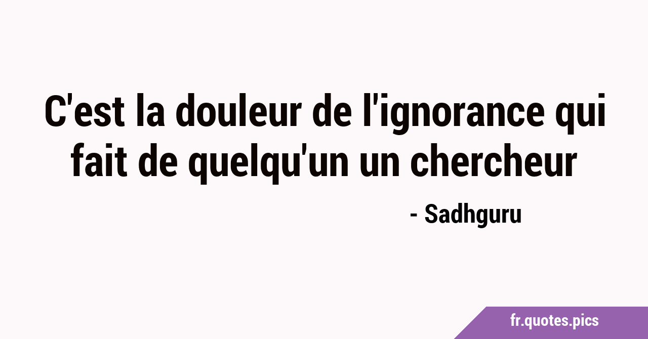 Cest la douleur de lignorance qui fait de quelquun un chercheur